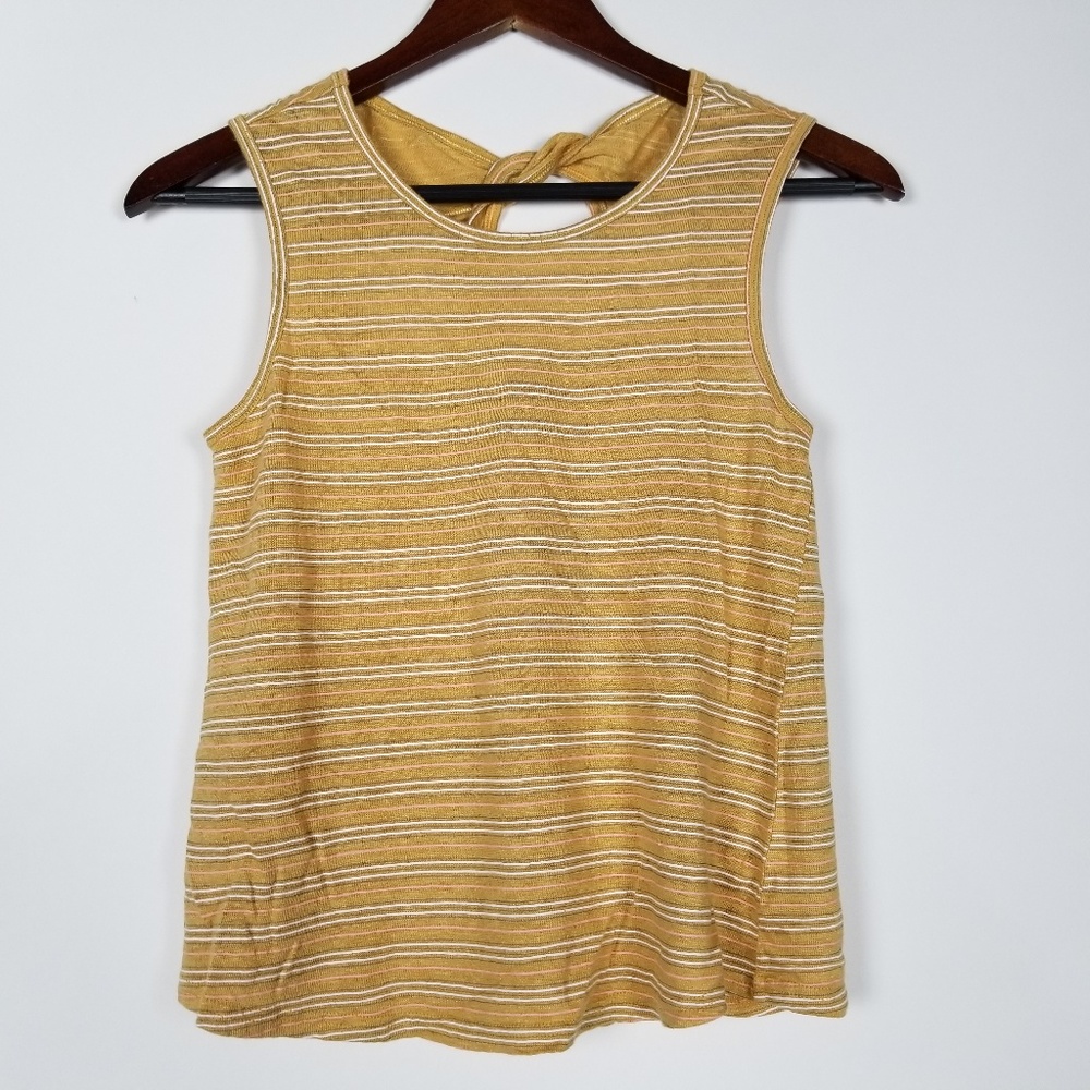 Miss Me Girls Yellow Striped‎ Linen Top